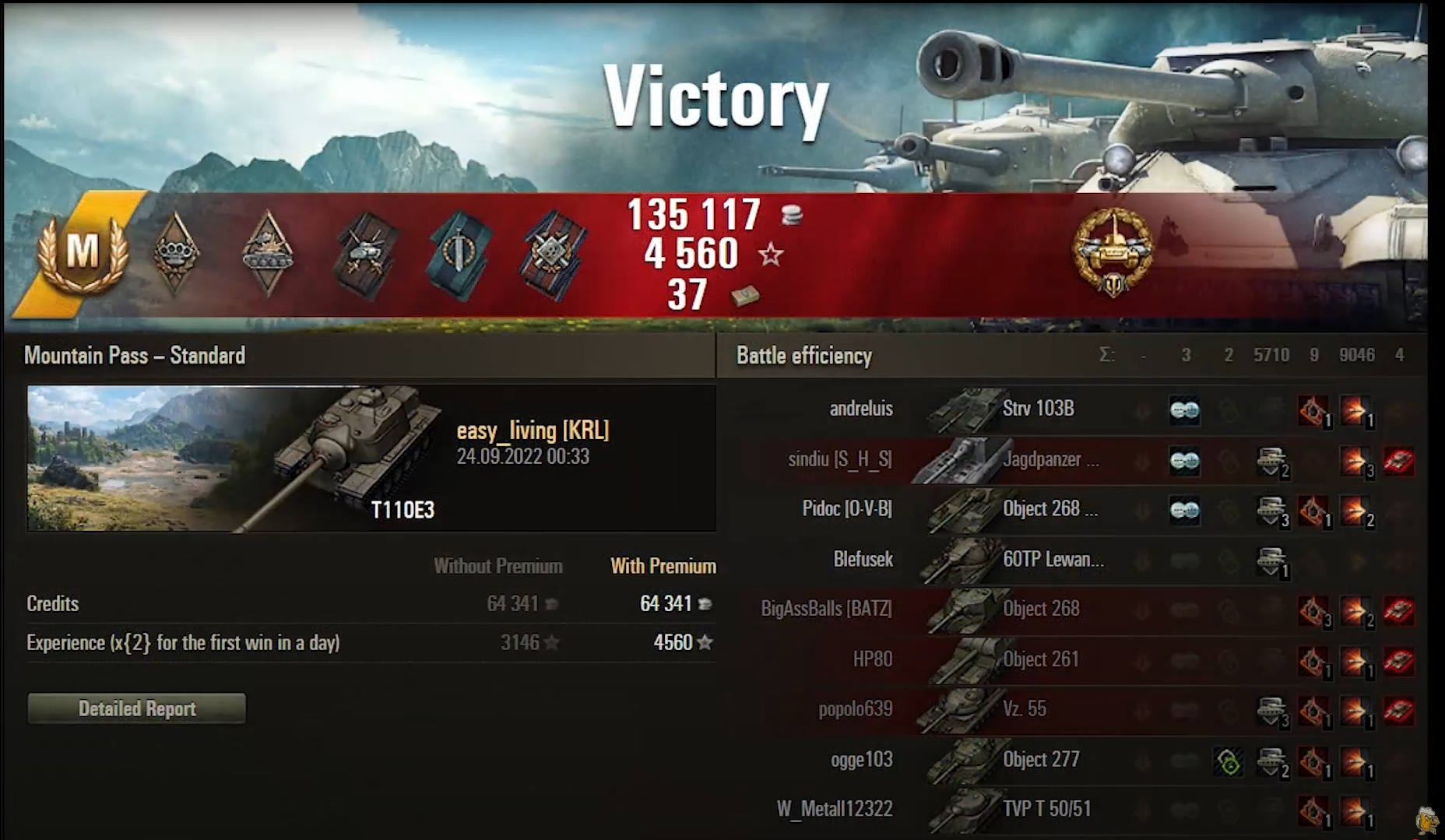 easy_living(KRL) – Mountain Pass – T110E3 – 9k+ dmg – Ace Tanker – Great performance